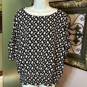 Michael Kors Top - floral print short sleeve banded hem Sz XL